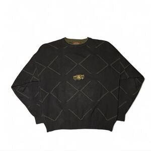 Vintage Outrigger Men’s Sweater XL Navy Olive Diamond Pattern 100% Cotton